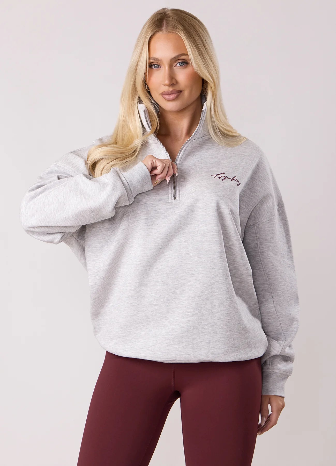 Gym King Ladies Script Mindset Funnel Snow Marl/Fig