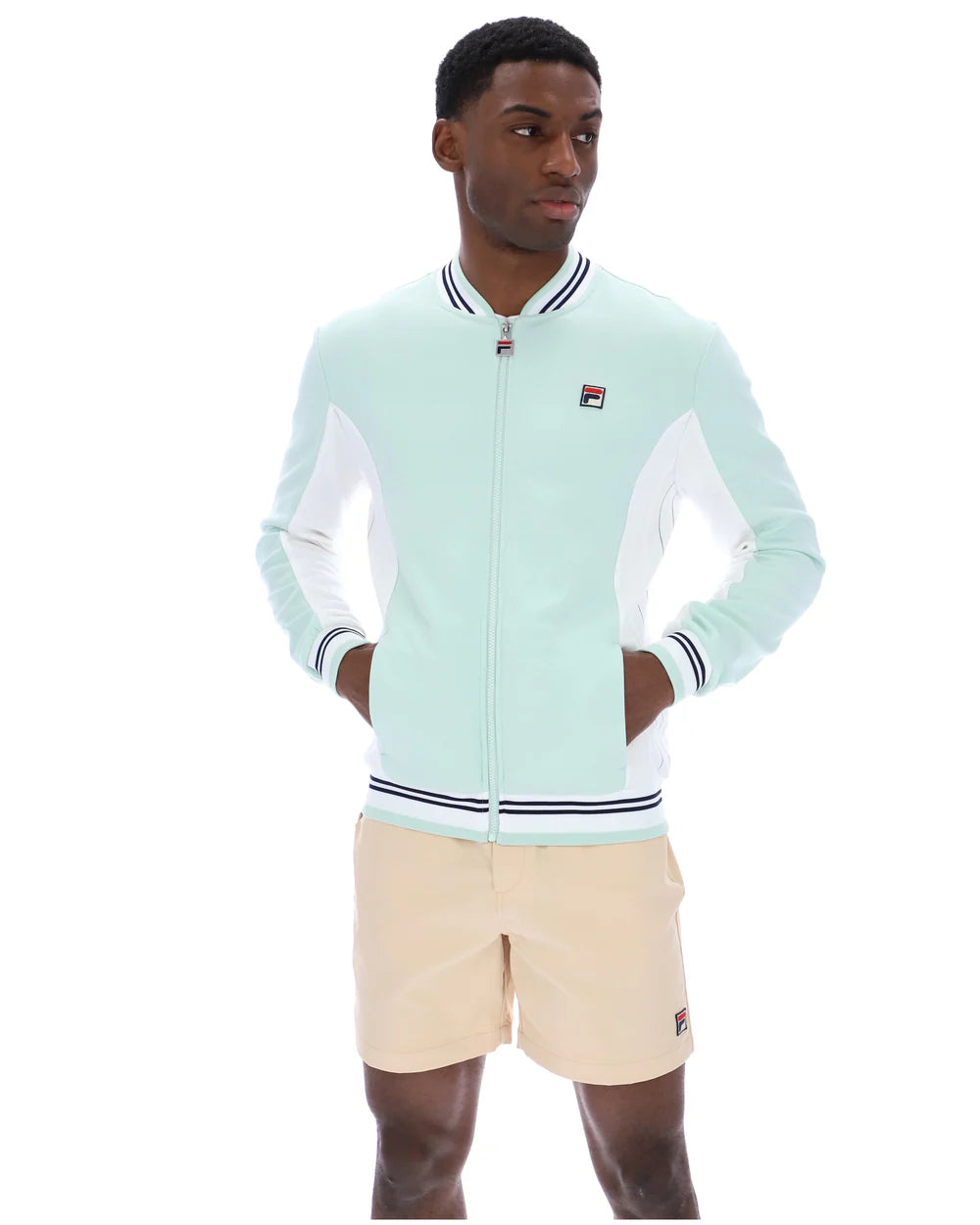 FILA Vintage Settanta Baseball Track Jacket Surf Spray/White/Navy