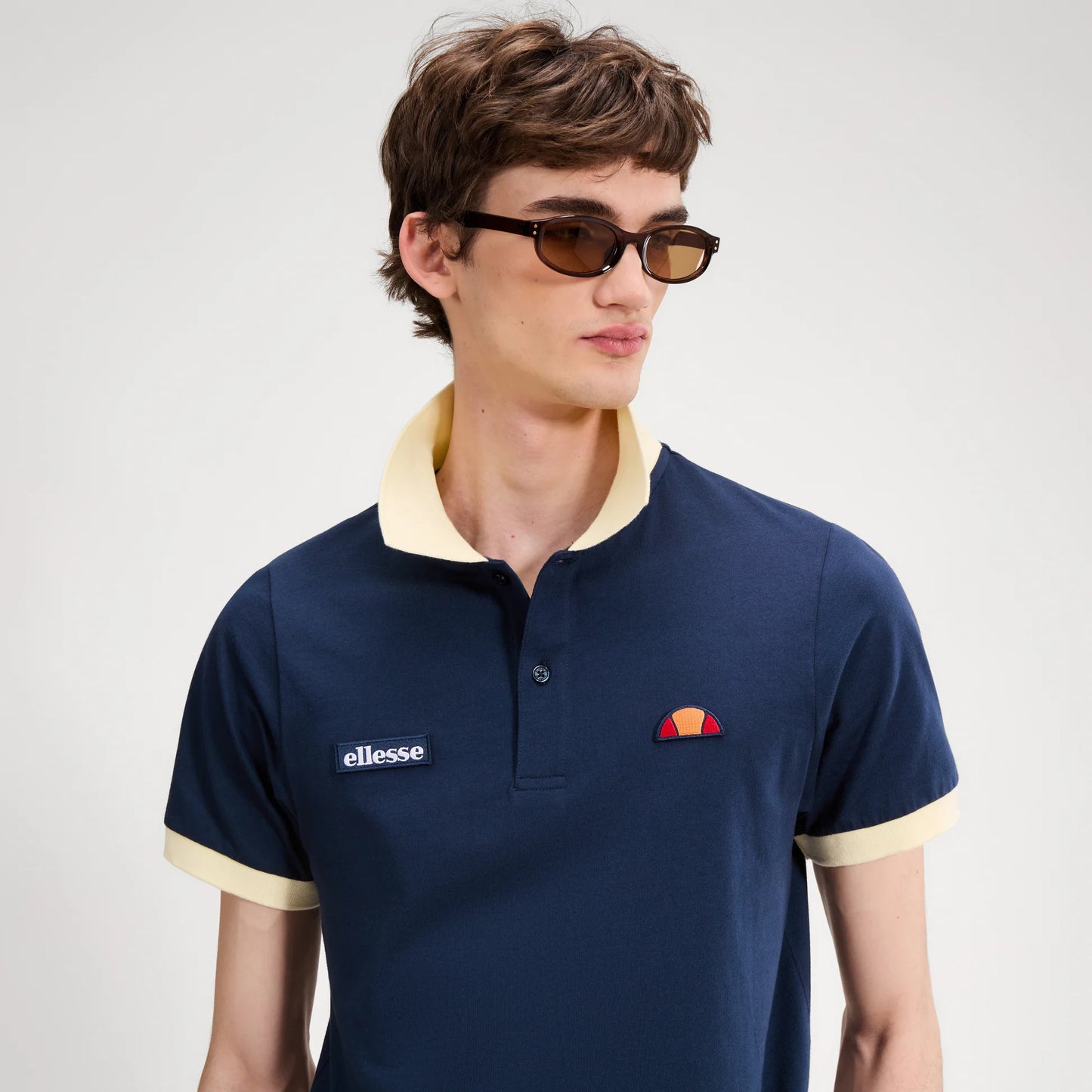 Ellesse Lessepsia Polo Shirt Navy/Light Yellow