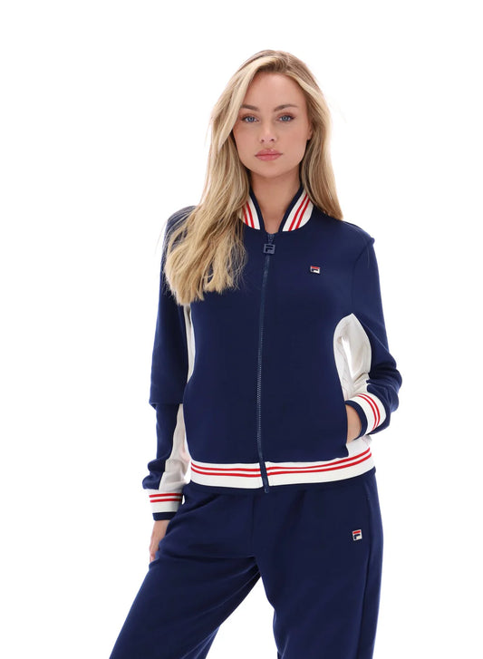 Fila Vintage Ladies Silvana Iconic Baseball Track Top Navy/Gardenia/Red