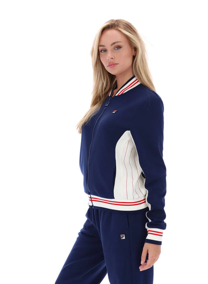 Fila Vintage Ladies Silvana Iconic Baseball Track Top Navy/Gardenia/Red