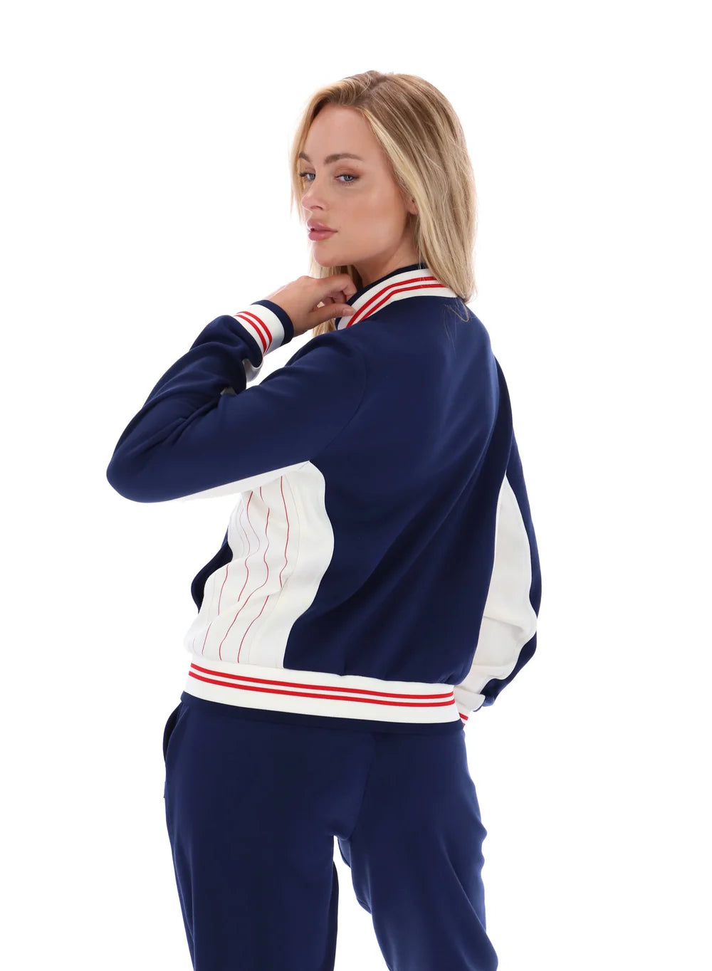 Fila Vintage Ladies Silvana Iconic Baseball Track Top Navy/Gardenia/Red