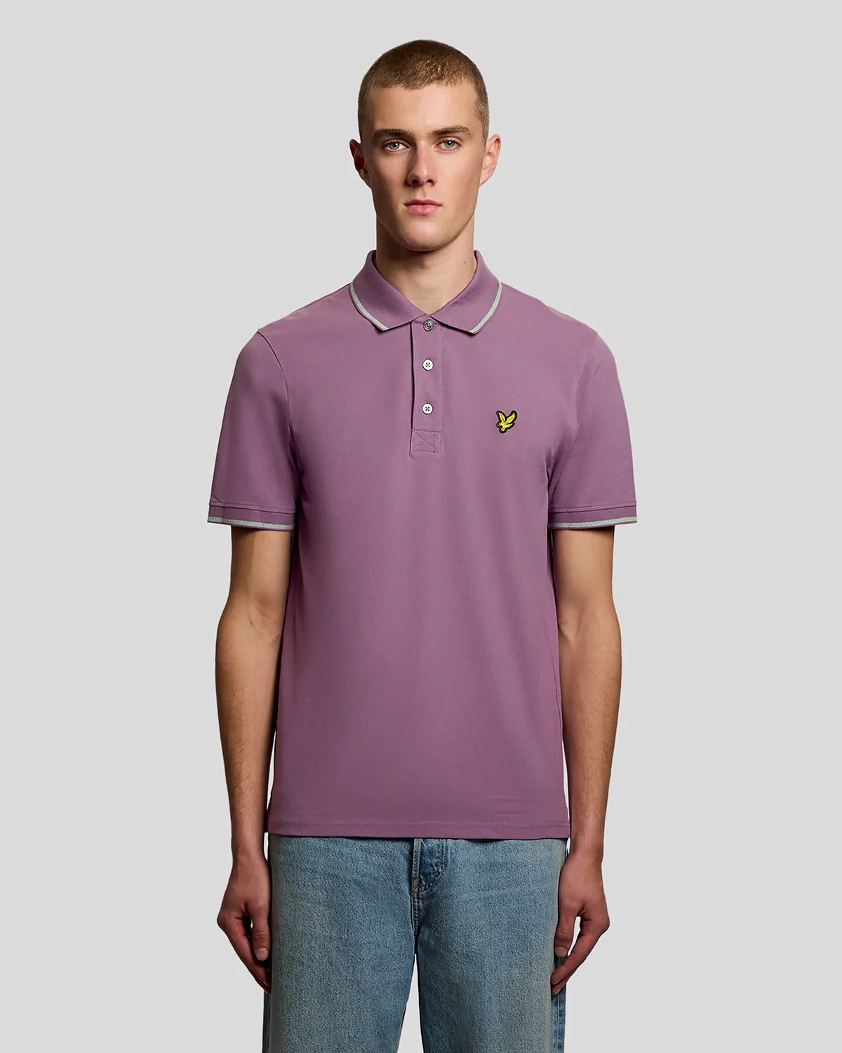 Lyle & Scott Tipped Polo Shirt Dark Thistle/Light Grey Marl