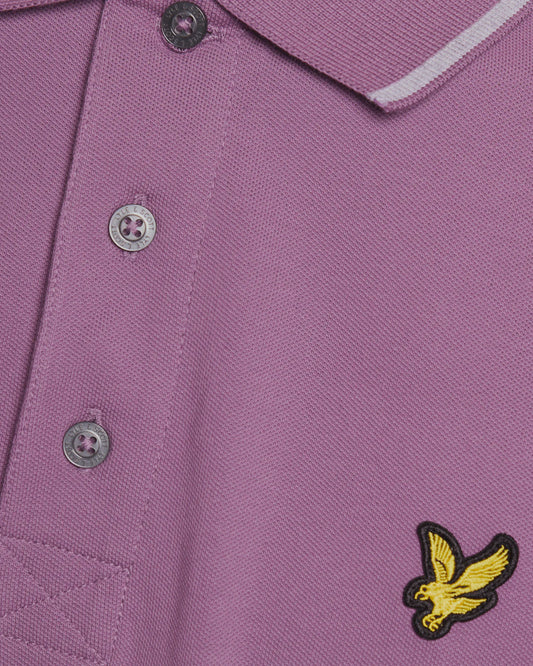 Lyle & Scott Tipped Polo Shirt Dark Thistle/Light Grey Marl