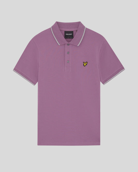 Lyle & Scott Tipped Polo Shirt Dark Thistle/Light Grey Marl
