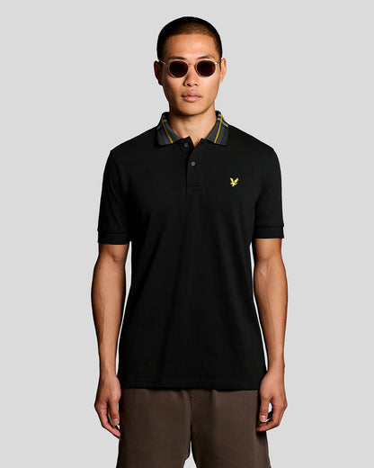 Lyle & Scott Tartan Collar Polo Shirt Black