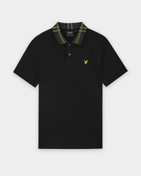 Lyle & Scott Tartan Collar Polo Shirt Black