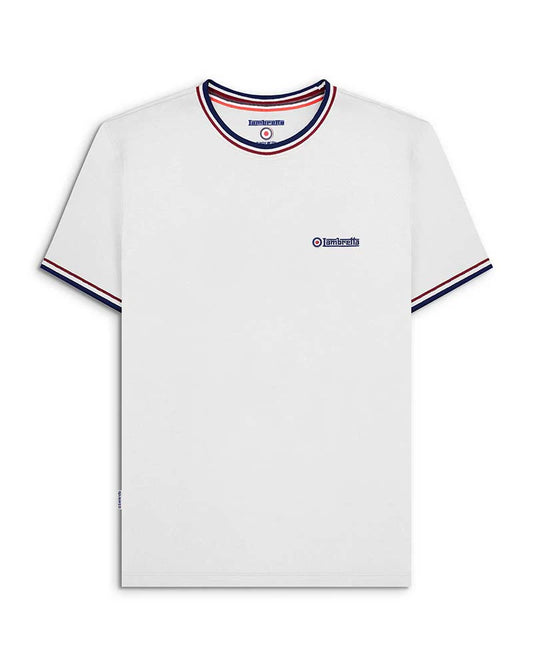Lambretta Triple Tipped Pique T-Shirt White (Navy/White/Red)