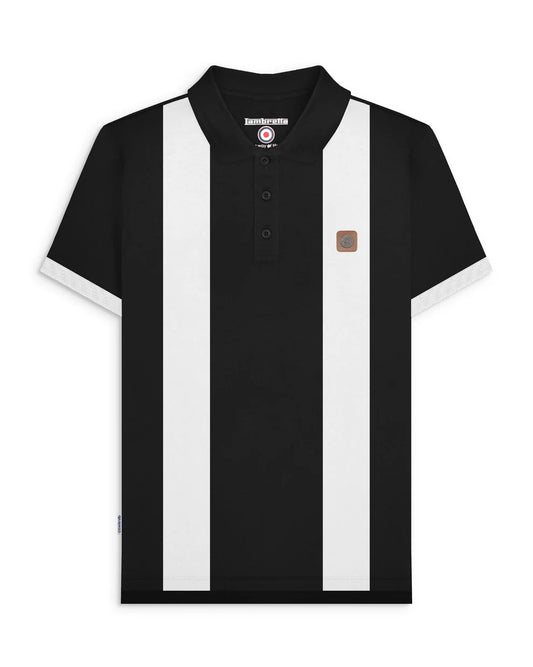 Lambretta Vintage Panel Polo Shirt Black/White