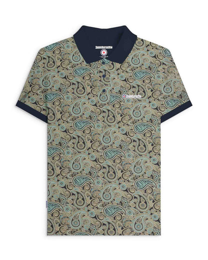 Lambretta Paisley Brand Polo Shirt Navy/Cameo Blue