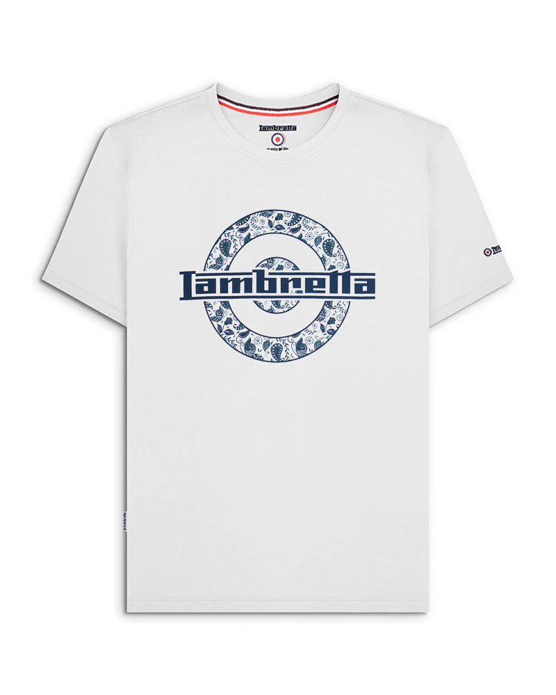Lambretta Paisley Target T-Shirt White