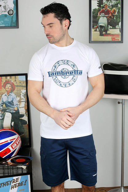 Lambretta Paisley Target T-Shirt White