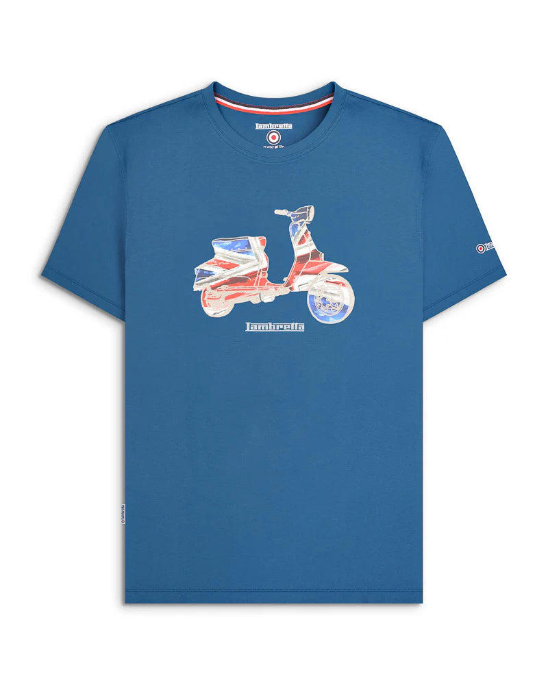 Lambretta Scooter Flag T-Shirt Dark Blue