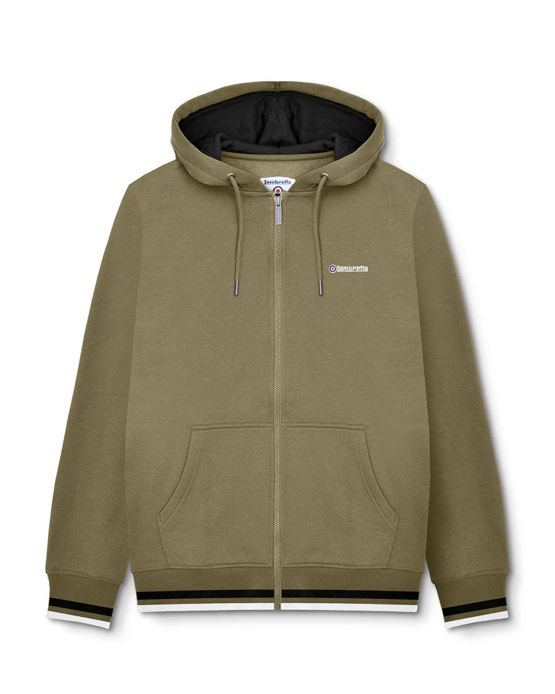 Lambretta Full Zip Hoodie Khaki/Black