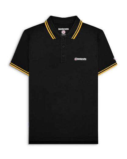 Lambretta Twin Tipped Polo Shirt Black/Gold