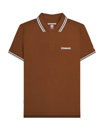 Lambretta Twin Tipped Polo Shirt Brown (White/Angel Falls)