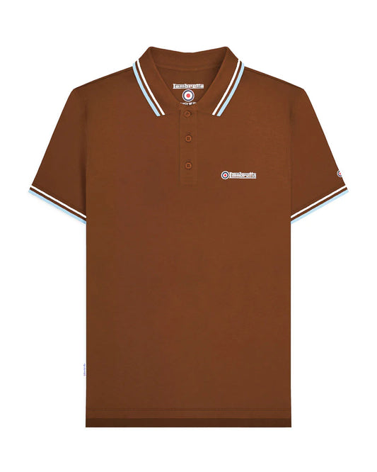 Lambretta Twin Tipped Polo Shirt Brown (White/Angel Falls)