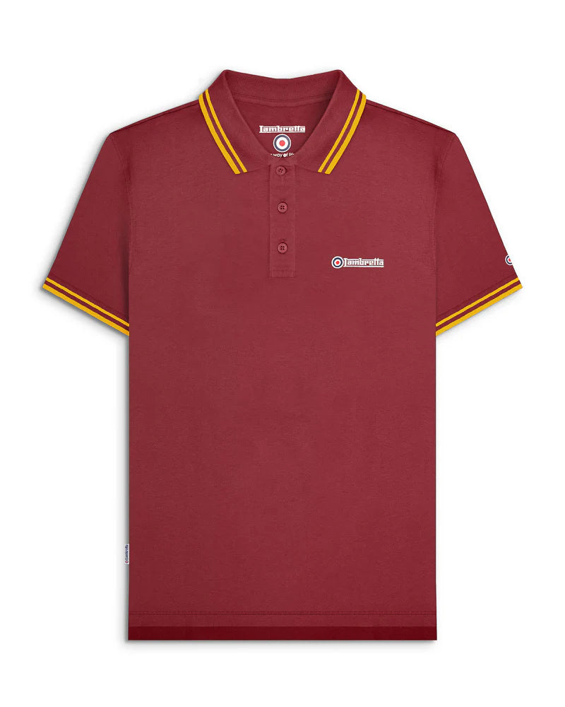 Lambretta Twin Tipped Polo Shirt Burgundy/Gold