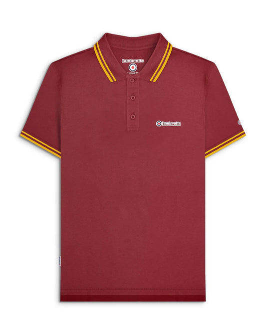 Lambretta Twin Tipped Polo Shirt Burgundy/Gold