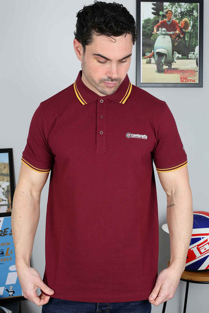 Lambretta Twin Tipped Polo Shirt Burgundy/Gold