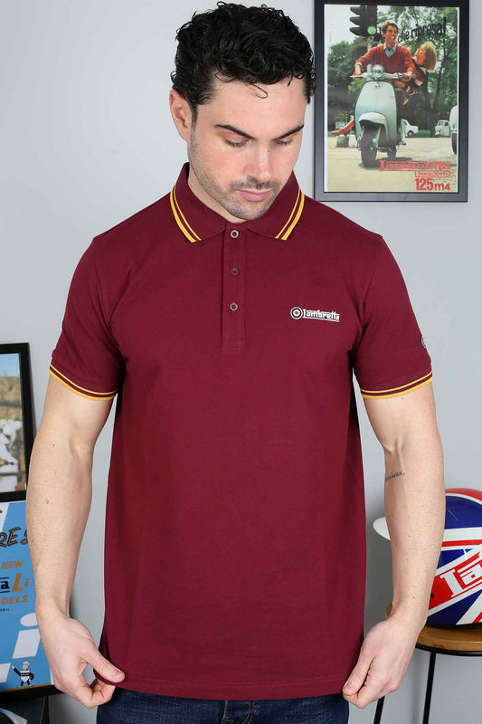 Lambretta Twin Tipped Polo Shirt Burgundy/Gold