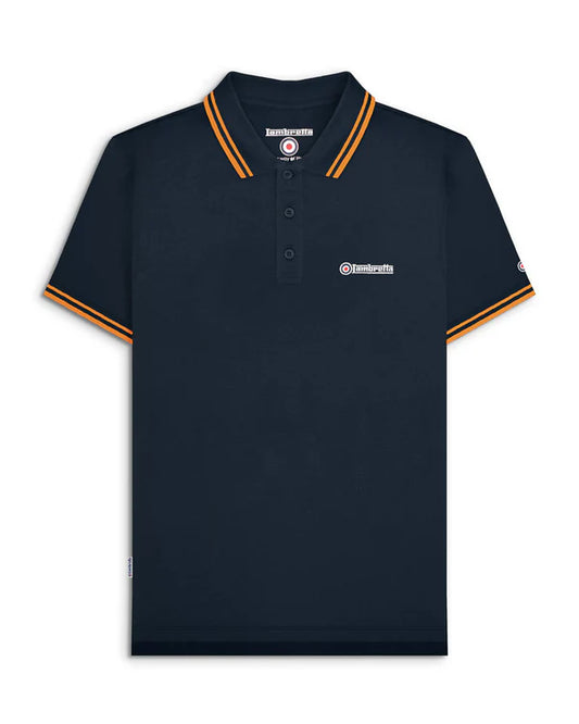 Lambretta Twin Tipped Polo Shirt Dark Navy/Tan
