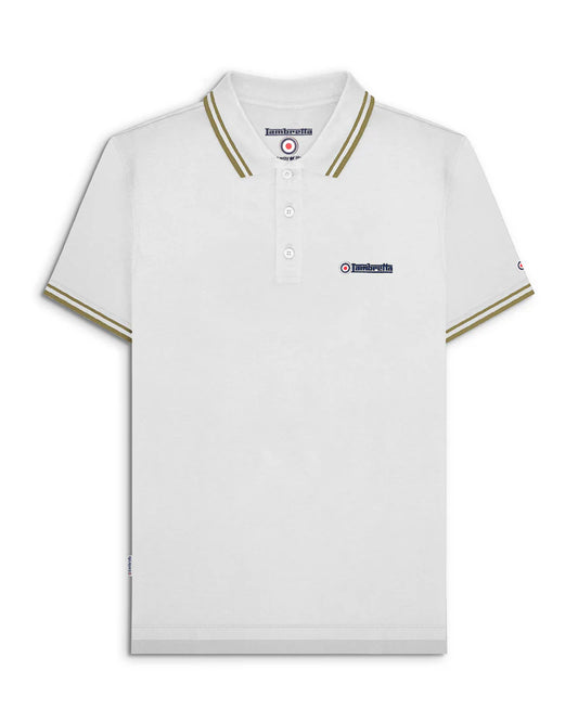 Lambretta Twin Tipped Polo Shirt White/Cashew