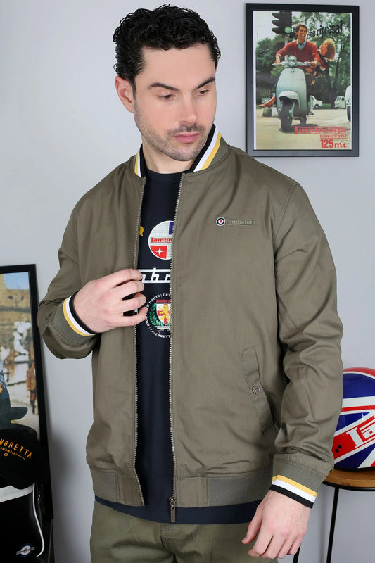 Lambretta Triple Tipped Monkey Jacket Khaki (Gold/White/Black)