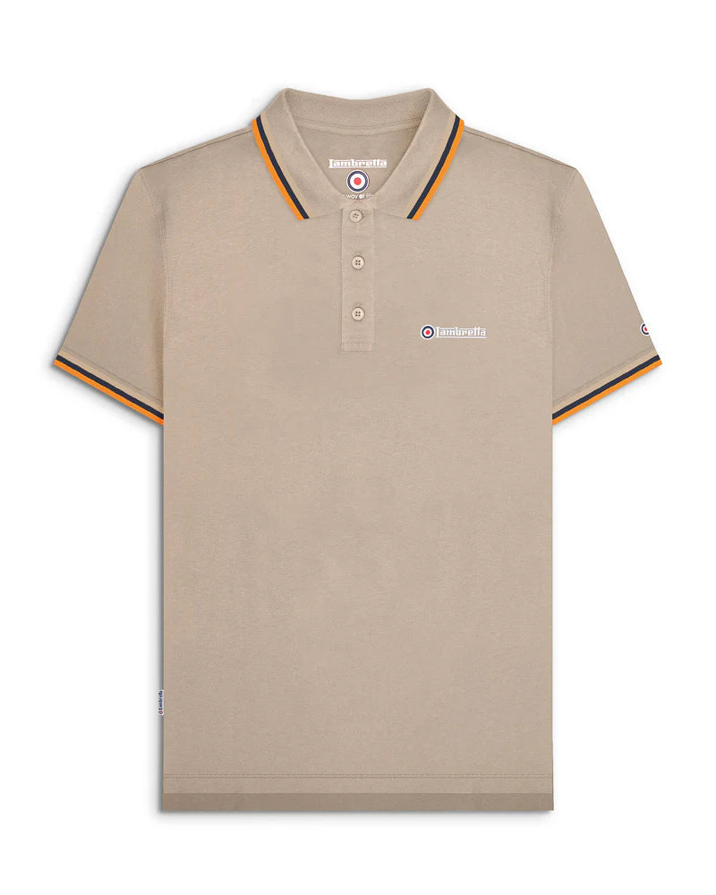 Lambretta Triple Tipped Polo Shirt Cashew/Stone/Navy/Orange