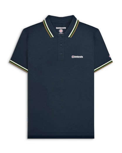 Lambretta Triple Tipped Polo Shirt Navy (Tofu/Green/Cashew)