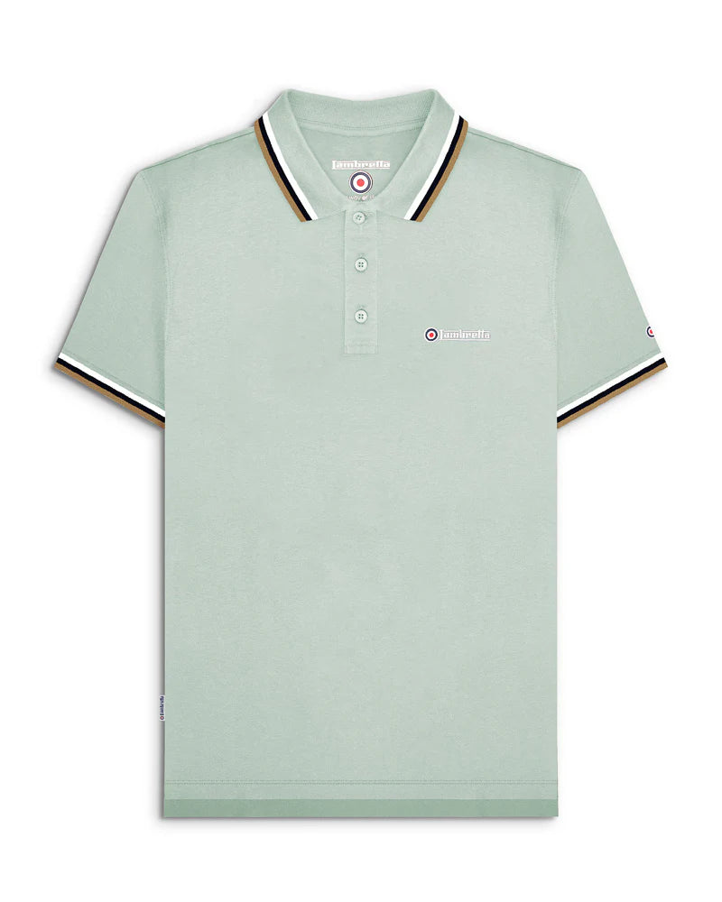 Lambretta Triple Tipped Polo Shirt Pale Aqua (White/Sapphire/Cashew)