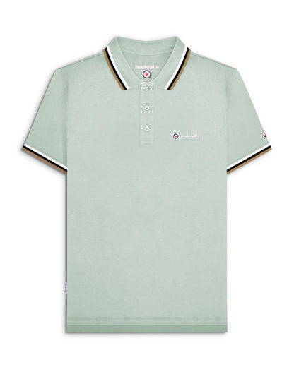 Lambretta Triple Tipped Polo Shirt Pale Aqua (White/Sapphire/Cashew)