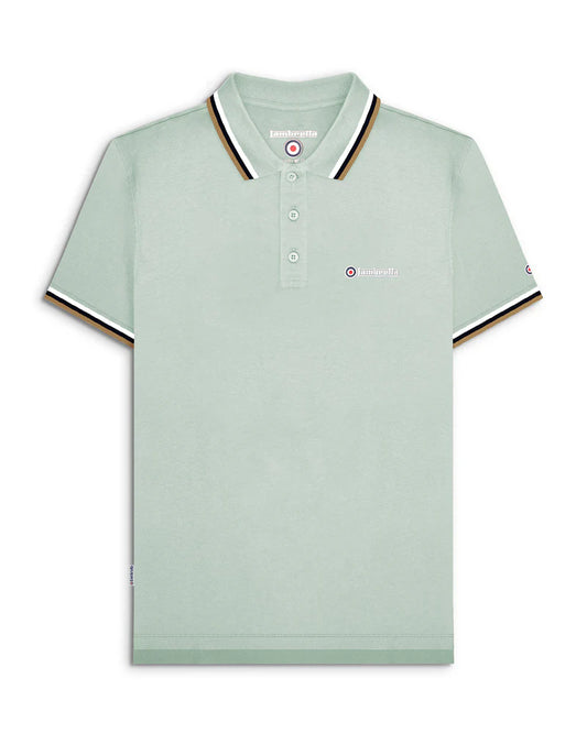 Lambretta Triple Tipped Polo Shirt Pale Aqua (White/Sapphire/Cashew)