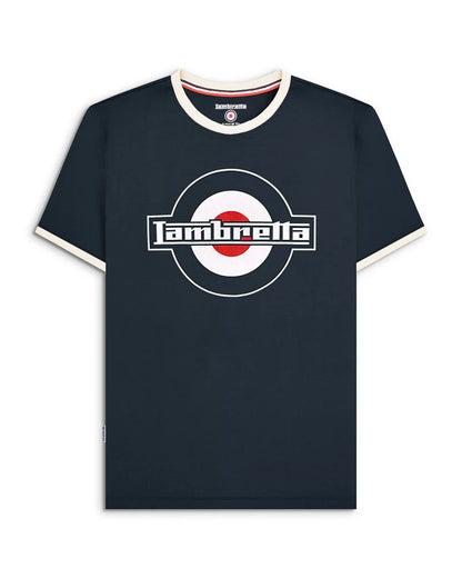 Lambretta Logo Ringer T-Shirt Navy/Silver
