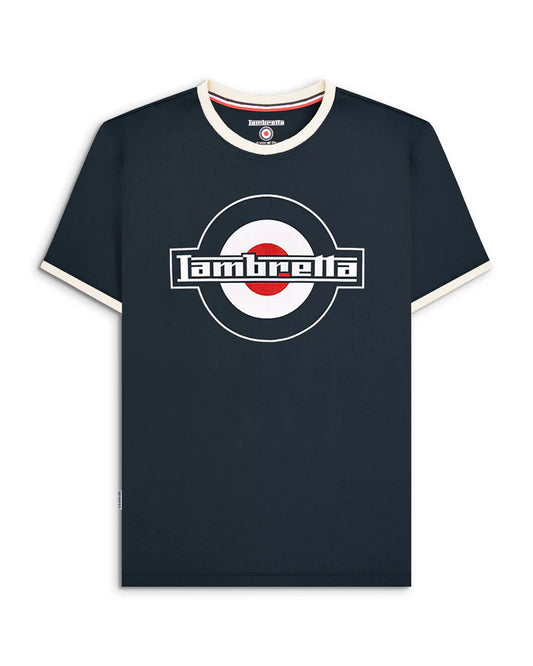Lambretta Logo Ringer T-Shirt Navy/Silver