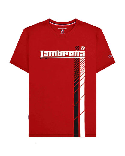 Lambretta Fade Racing Stripe T-Shirt Red