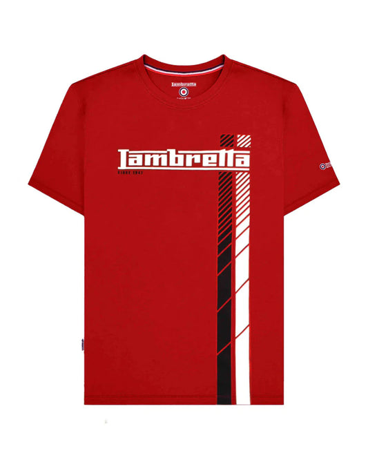 Lambretta Fade Racing Stripe T-Shirt Red