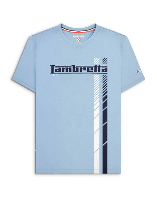 Lambretta Fade Racing Stripe T-Shirt Sky