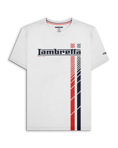 Lambretta Fade Racing Stripe T-Shirt White/Navy/Red