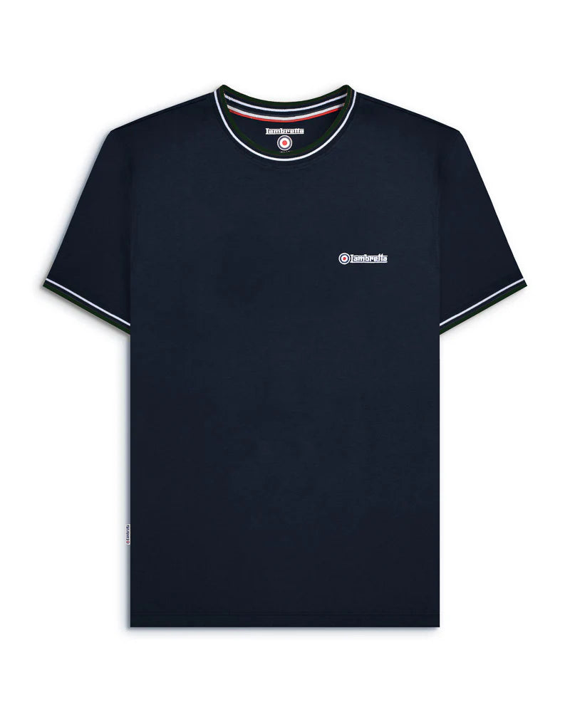 Lambretta Twin Tipped Pique T-Shirt Navy (White/Green)