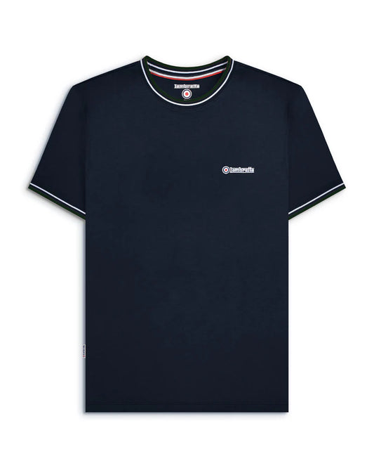 Lambretta Twin Tipped Pique T-Shirt Navy (White/Green)