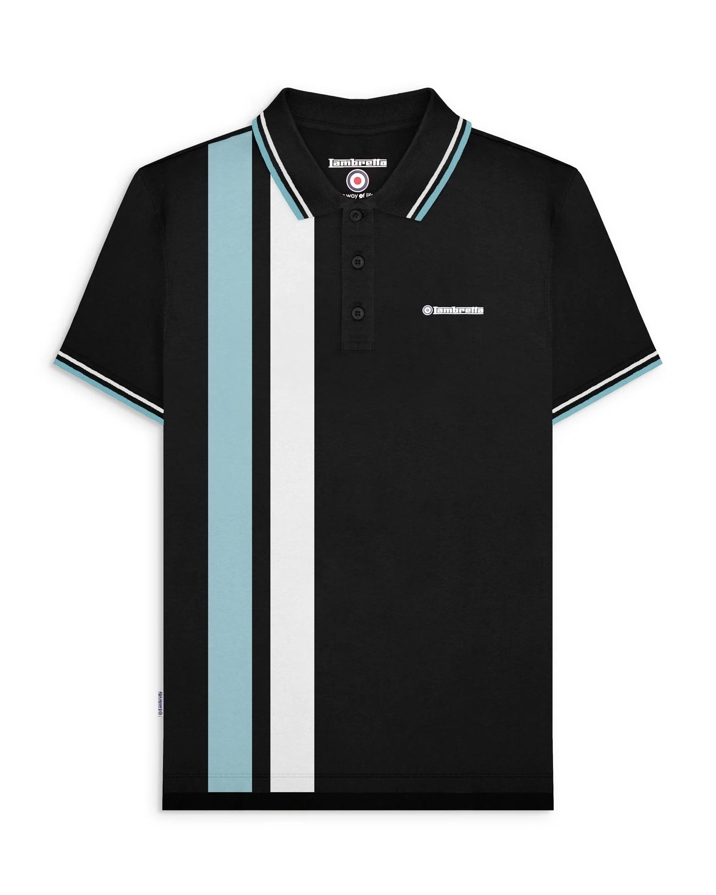 Lambretta Vertical Stripe Polo Shirt Black
