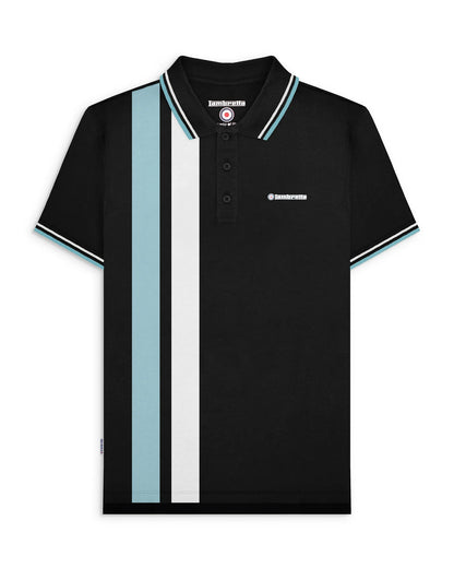 Lambretta Vertical Stripe Polo Shirt Black