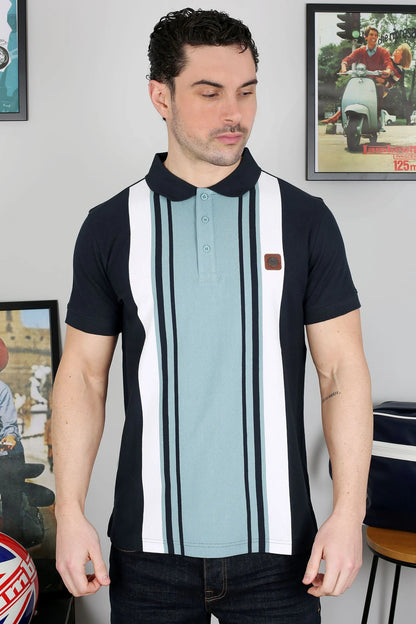 Lambretta Classic Polo Shirt Navy/Smoke Blue