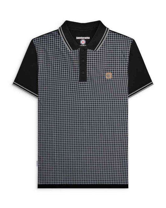 Lambretta Houndstooth Polo Shirt Black/Iron
