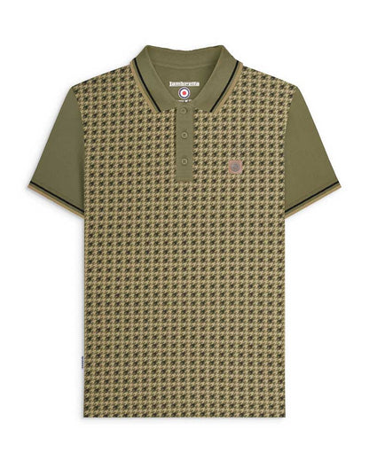 Lambretta Houndstooth Polo Shirt Khaki