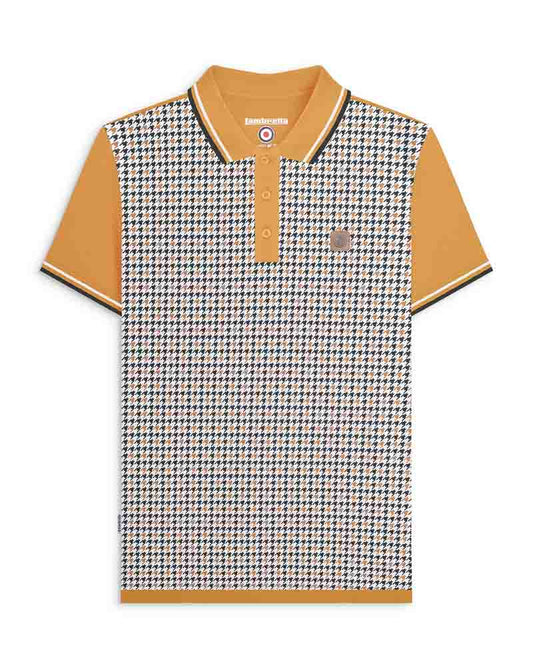 Lambretta Houndstooth Polo Shirt Mustard