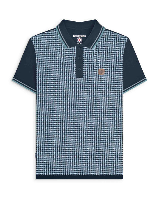 Lambretta Houndstooth Polo Shirt Navy