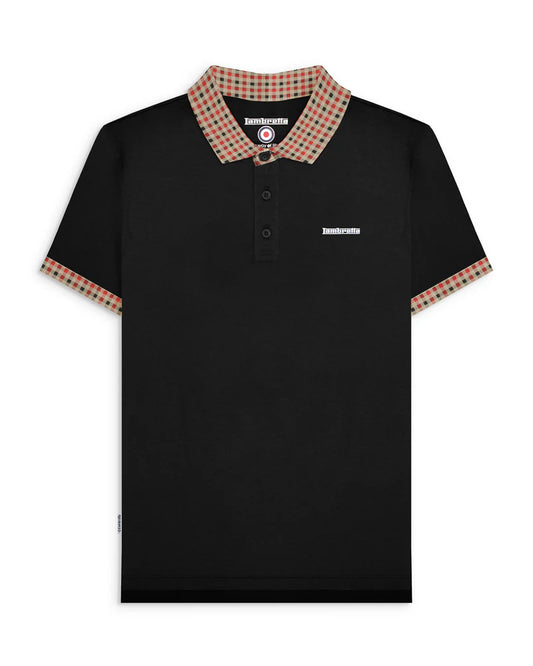 Lambretta Gingham Collar Polo Shirt Black