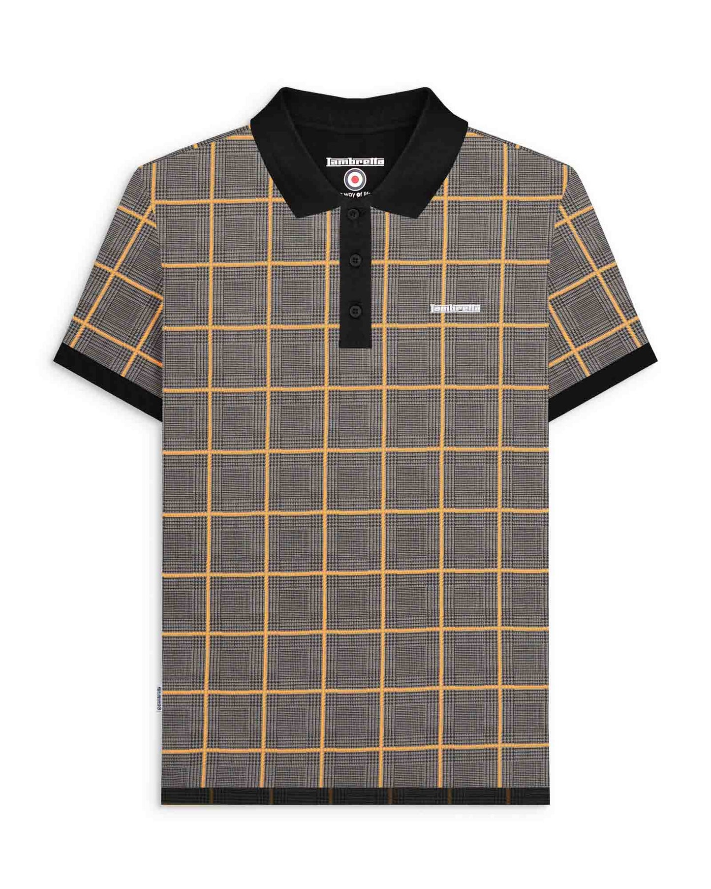 Lambretta POW Check Polo Shirt Steel Grey